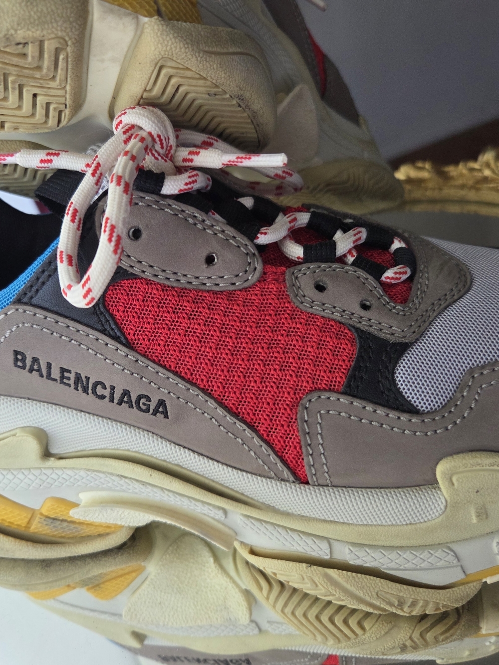 Balenciaga Chunky Trainer in Red, Gray & Black